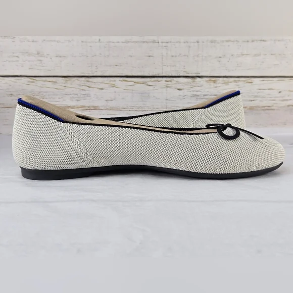 Rothy's The Ballet Flat Bow Accent Round Toe Diamond Metallic Women's Size 8.5 - Picture 7 of 14